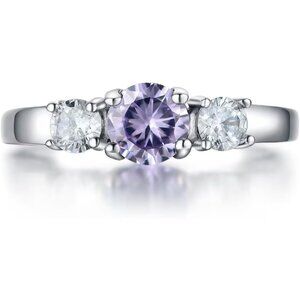 06.June Classic Birthstone CZ Stainless Steel Ring